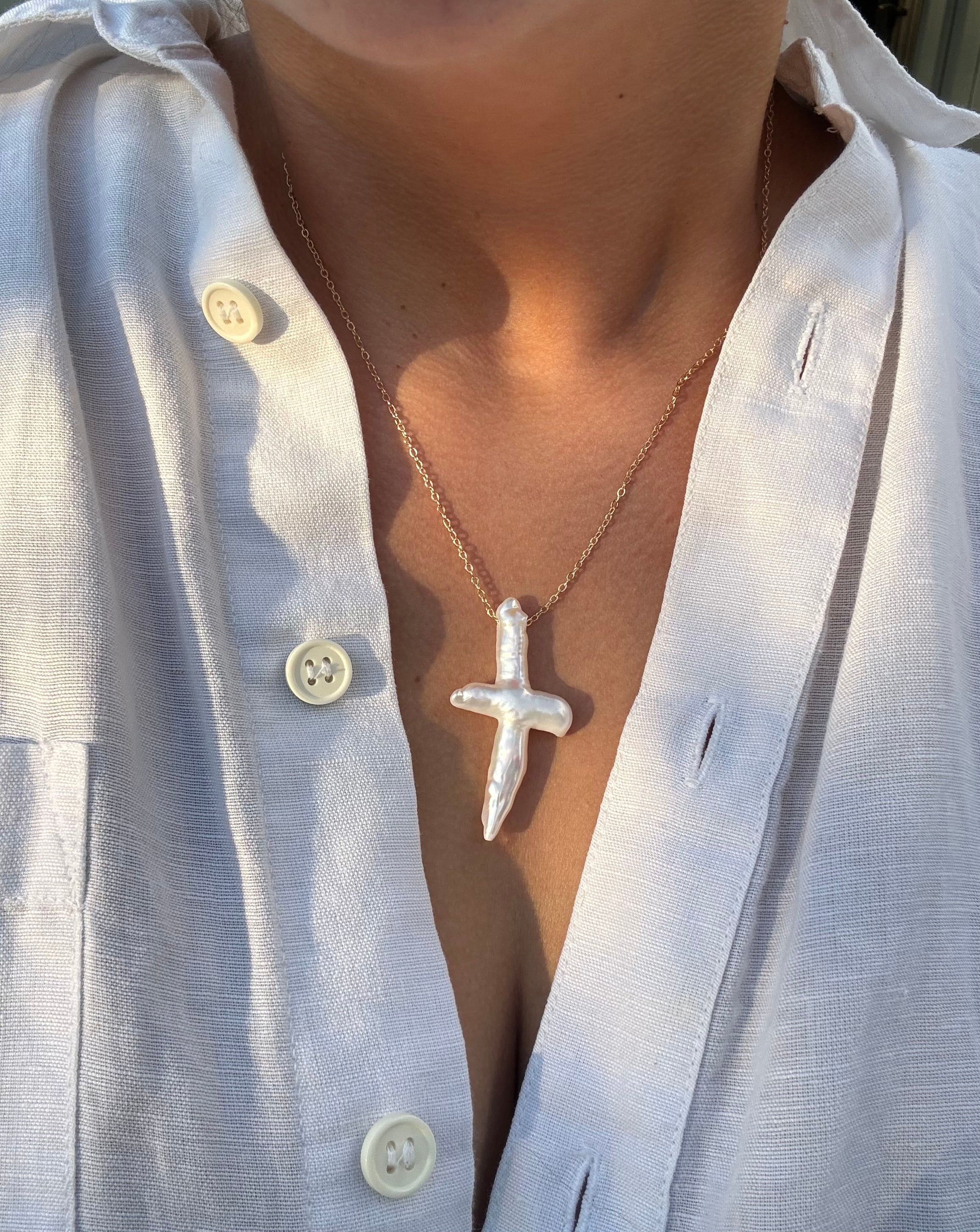 pearl cross necklace