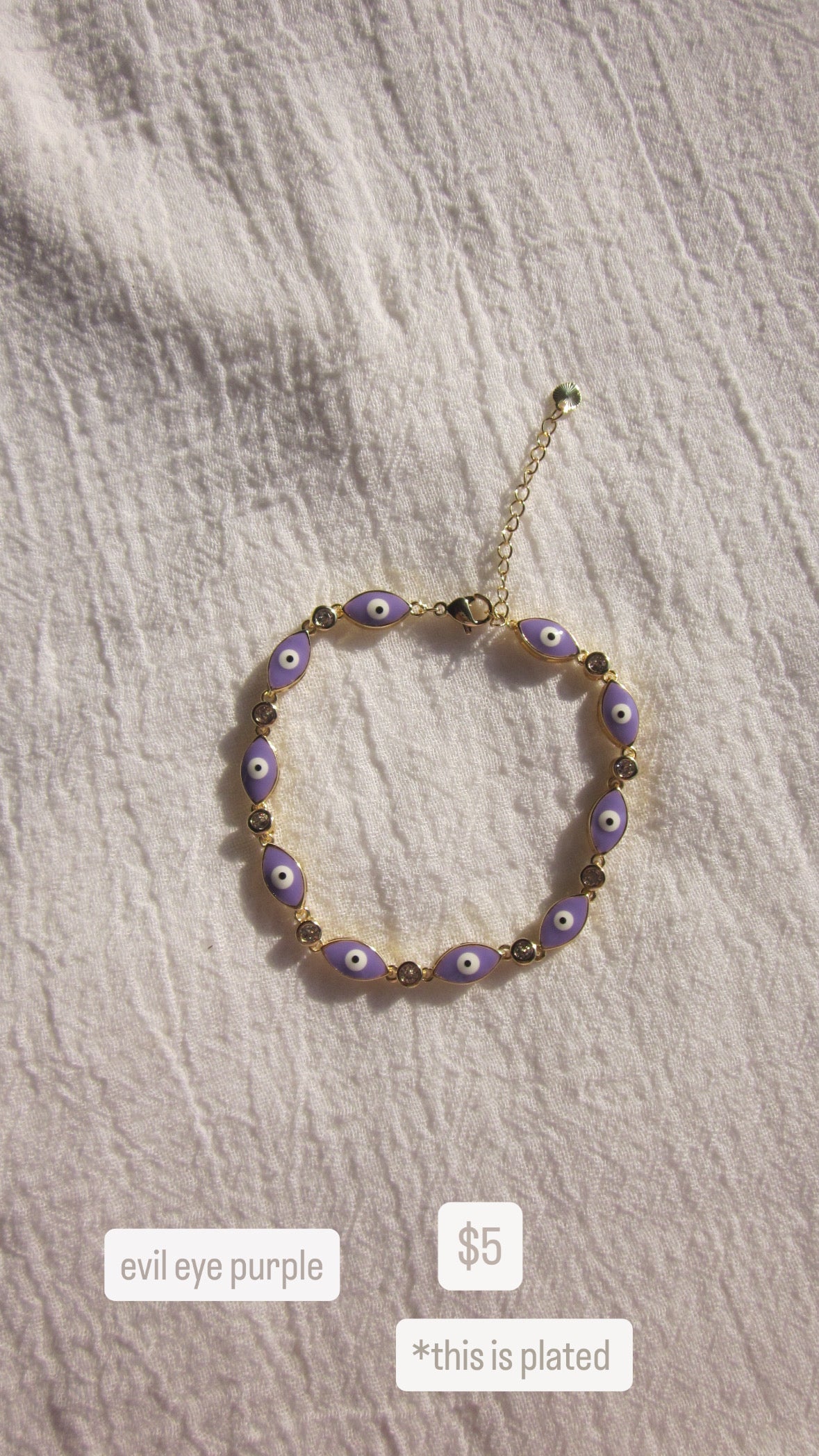 Evil eye purple bracelet