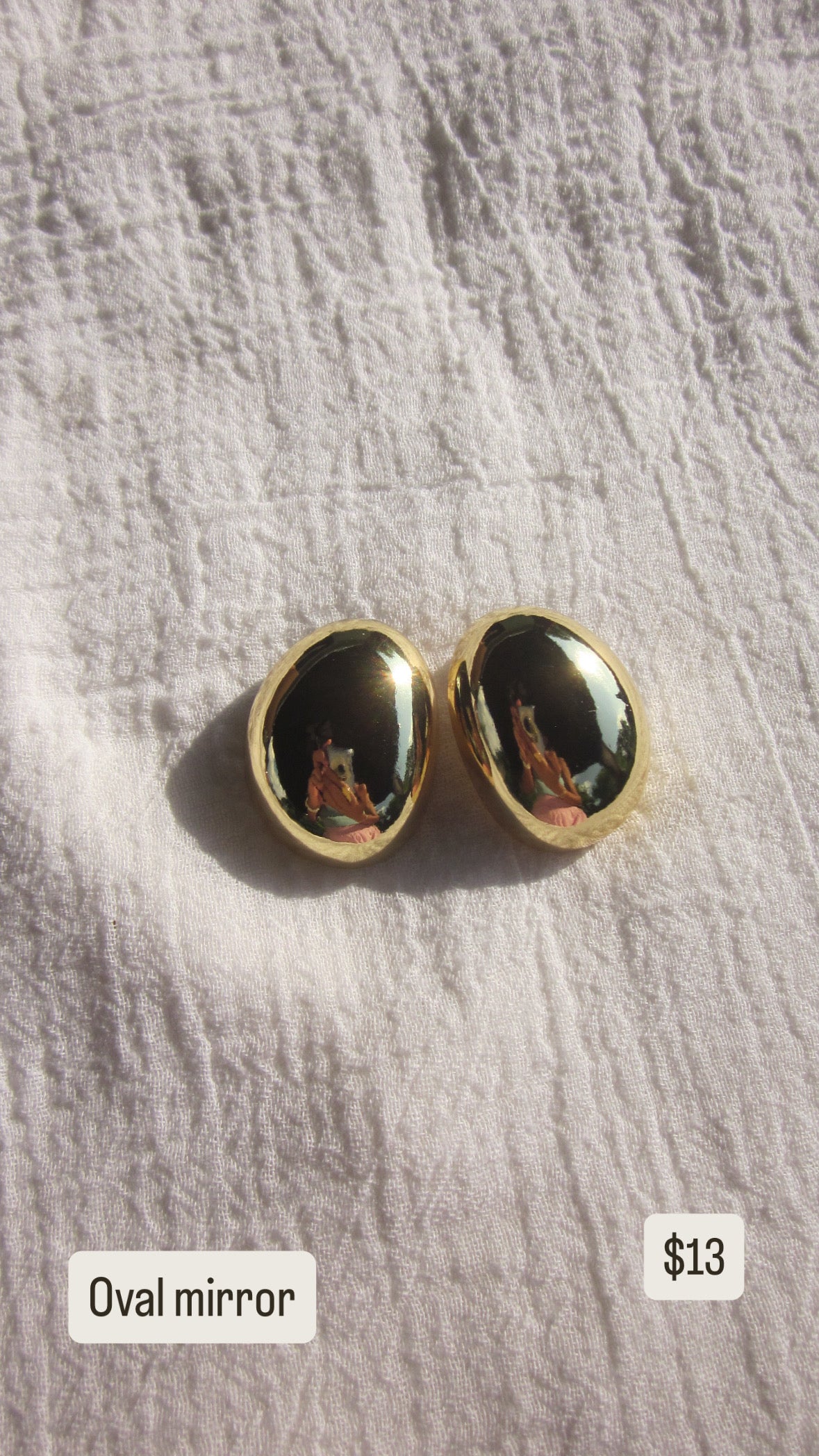 Oval mirror earrings