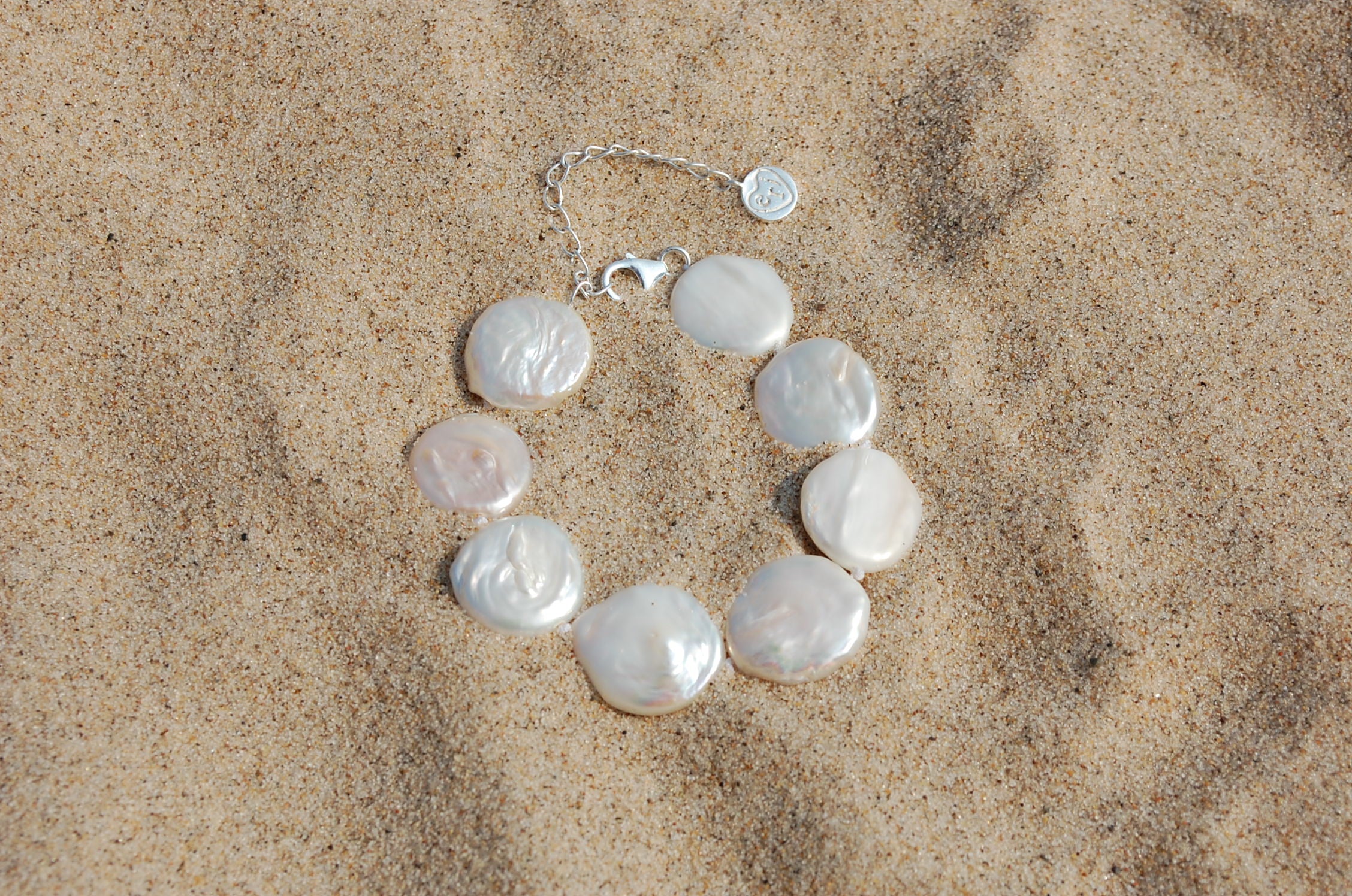 coin pearl bracelet silver