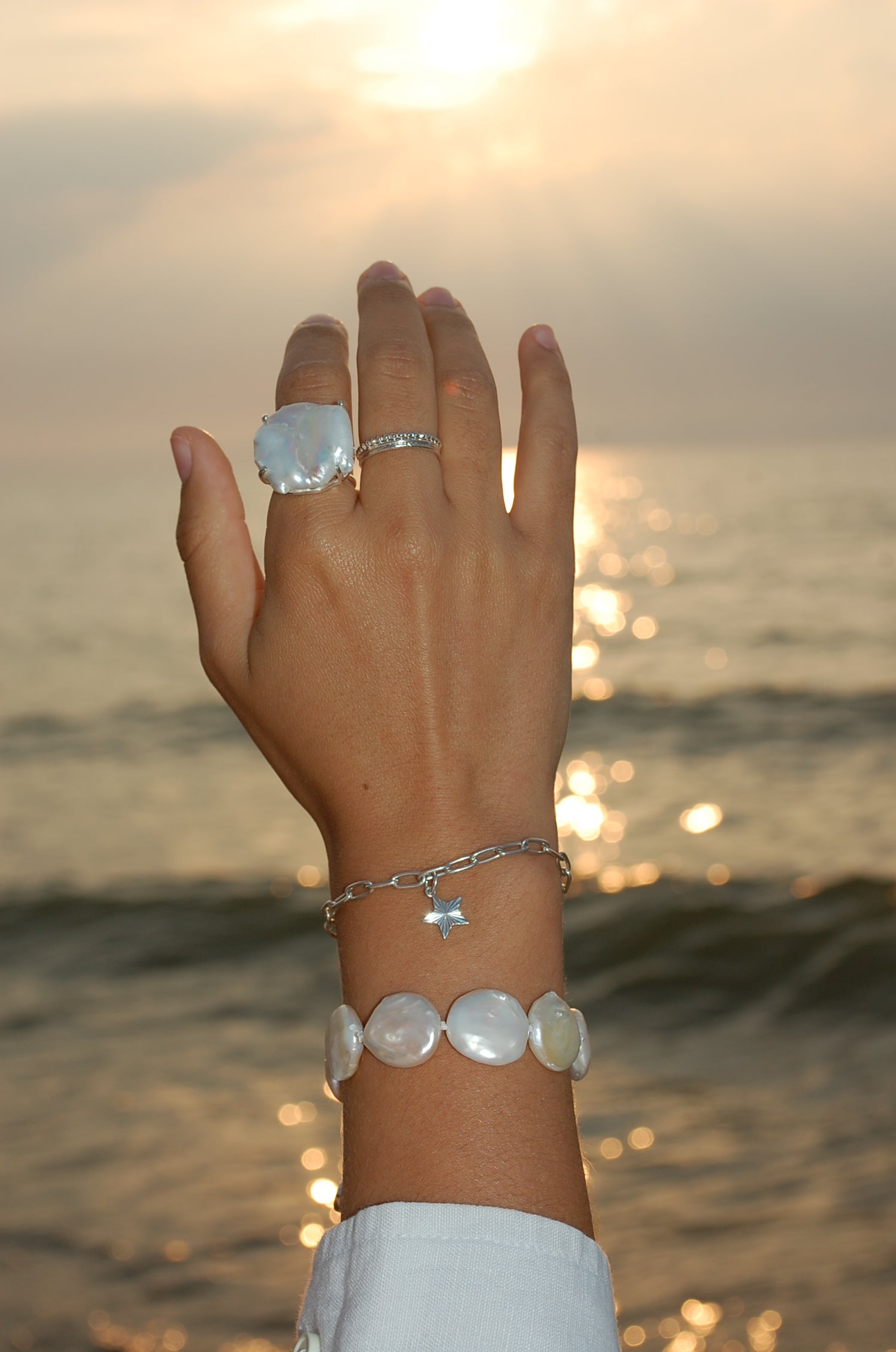 coin pearl bracelet silver
