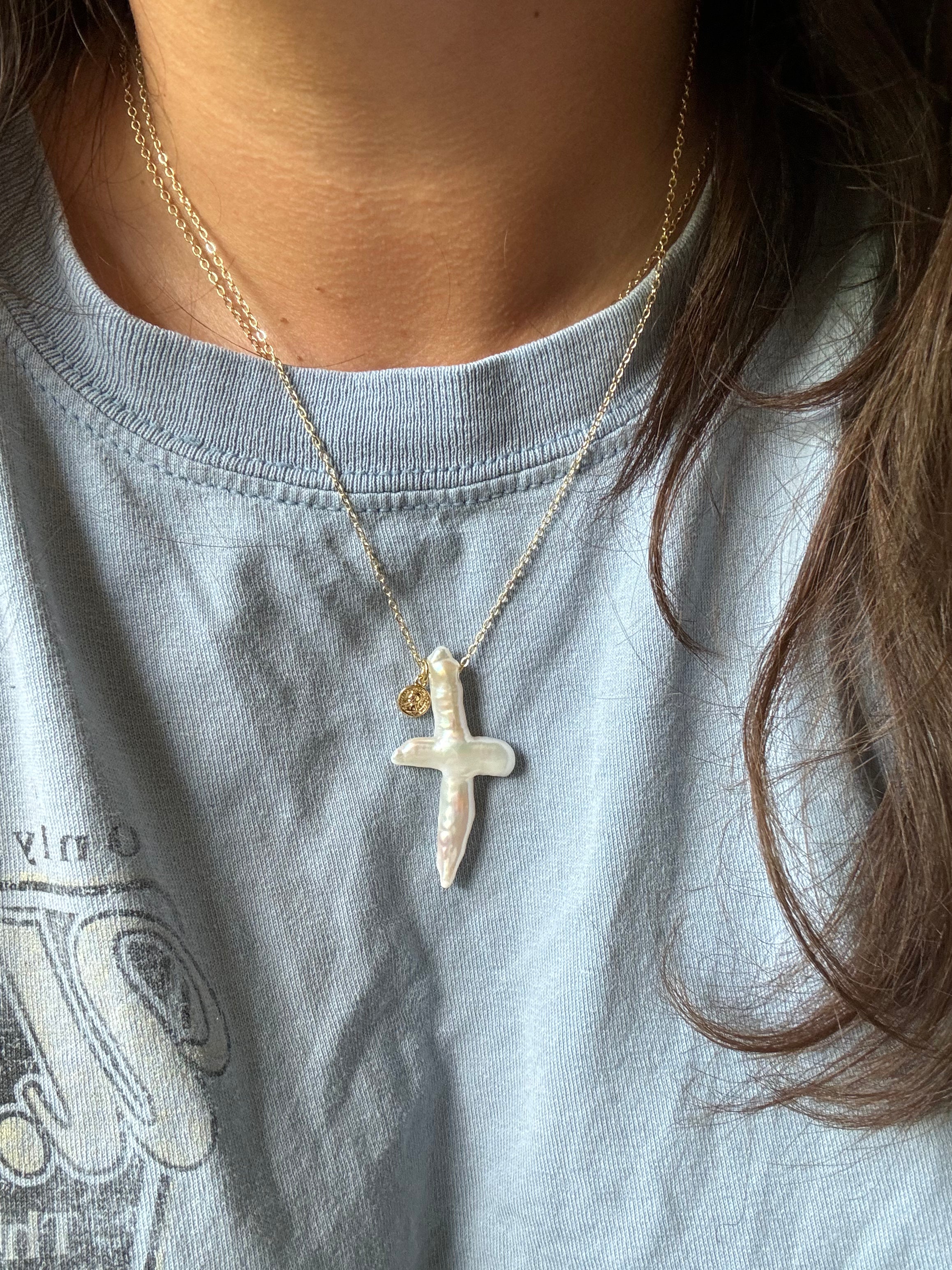 pearl cross necklace