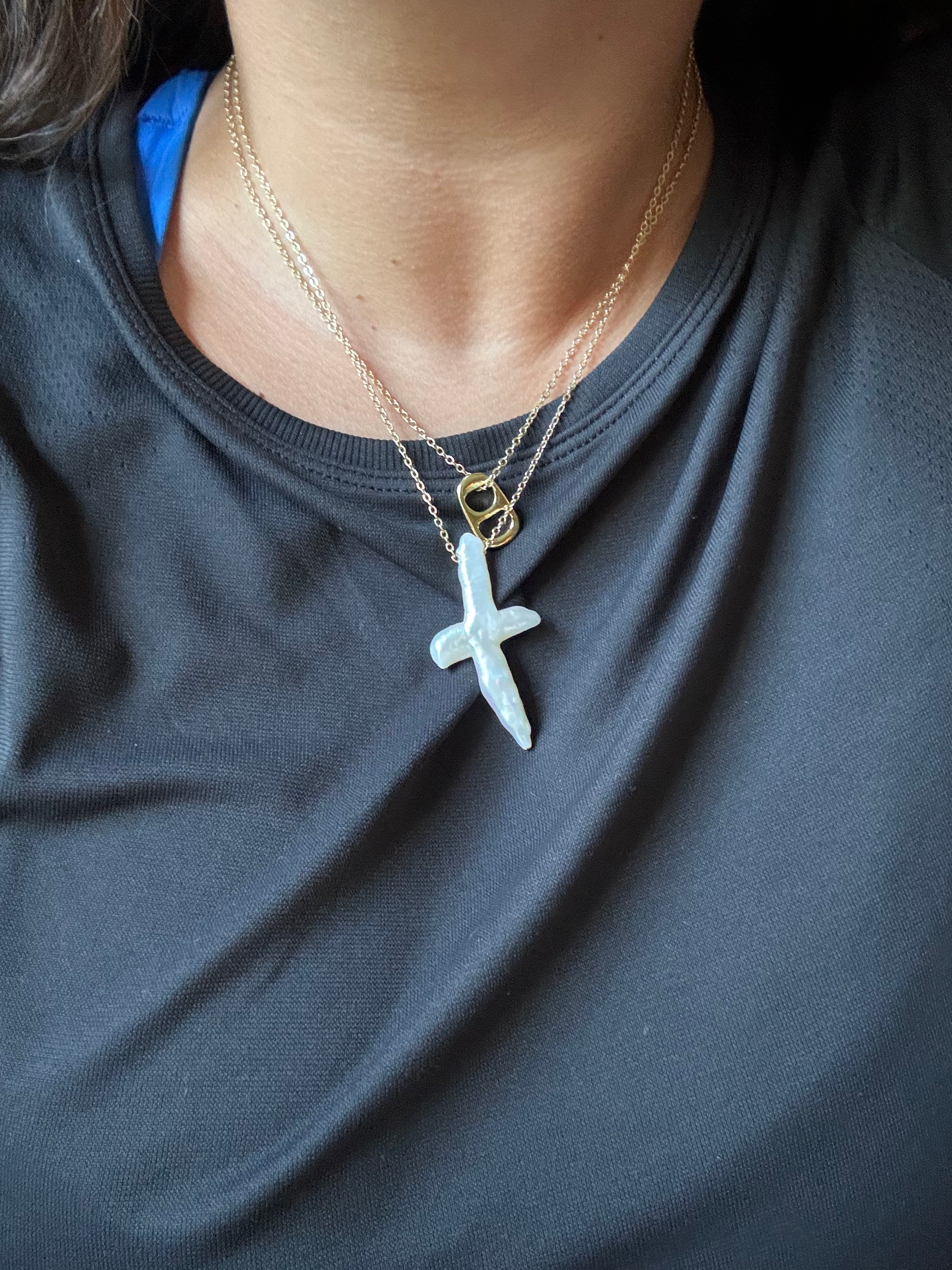 pearl cross necklace