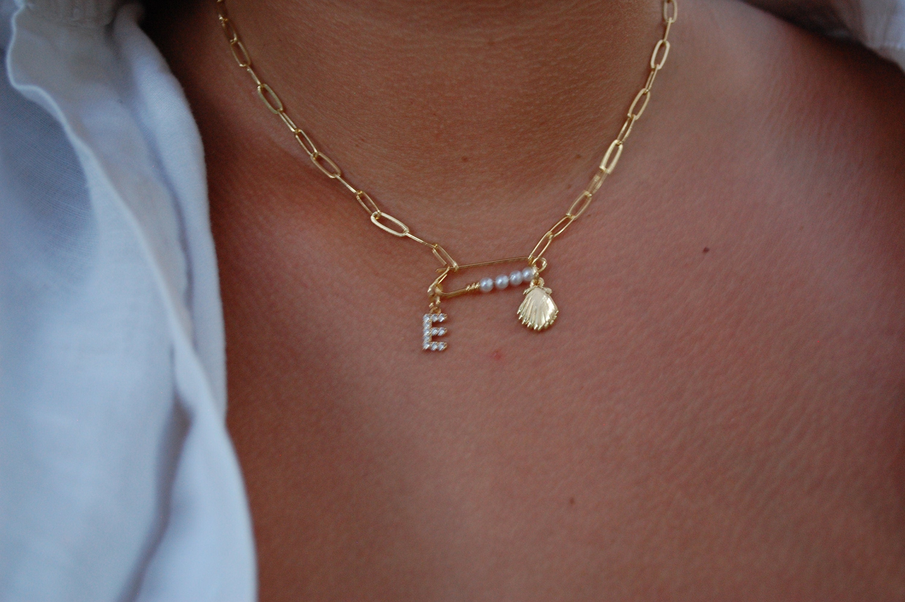 sea initials necklace