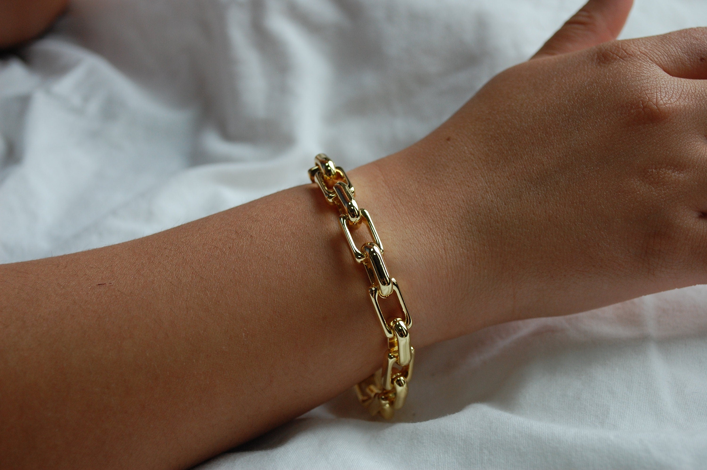 chunky squared paperclip bracelet