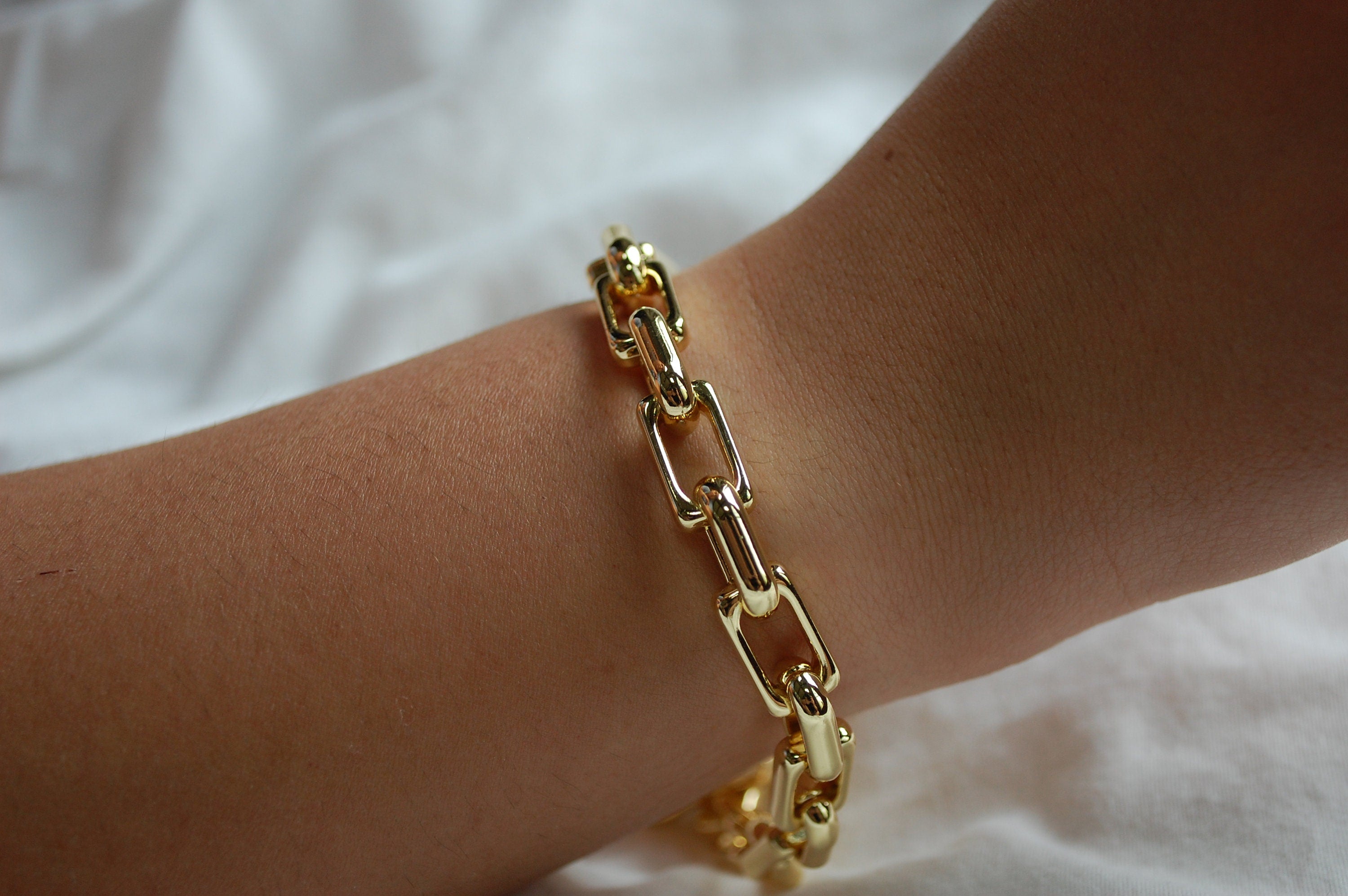 chunky squared paperclip bracelet