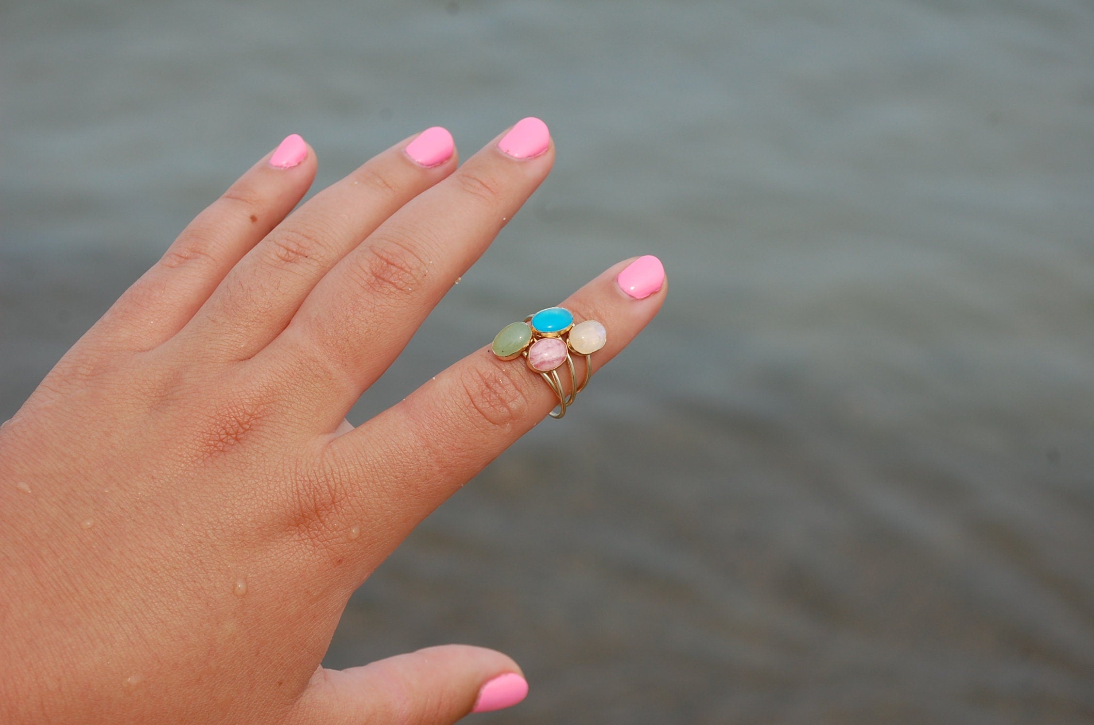 bespoke gemstone rings 8x6 gold filled and 925 sterling silver