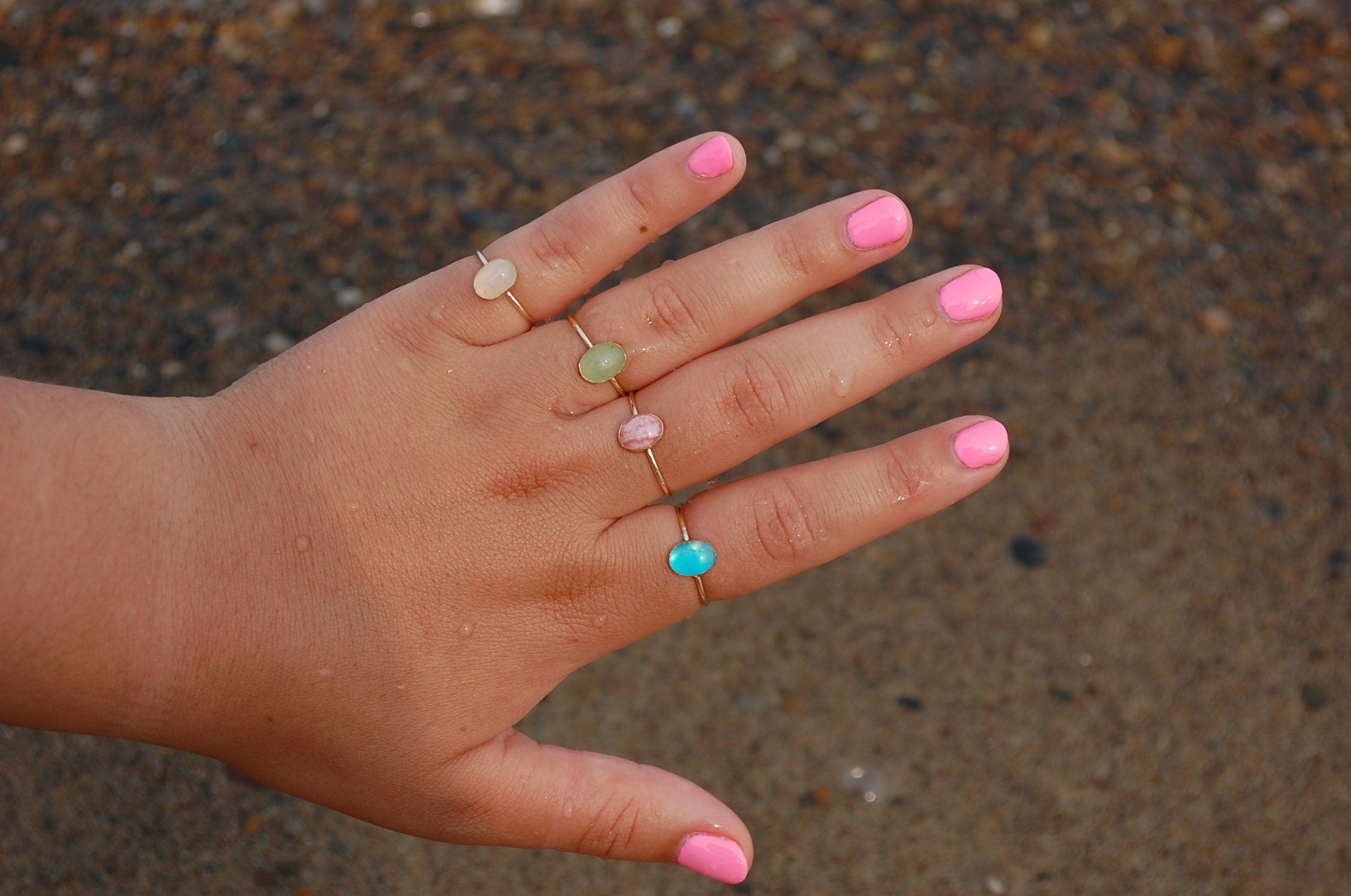 bespoke gemstone rings 8x6 gold filled and 925 sterling silver